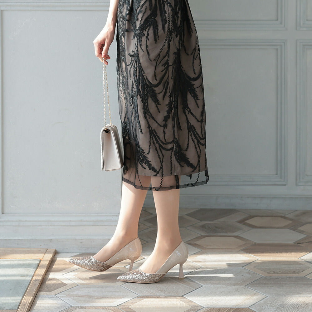 440002 グリッター・ラメヒールパンプス