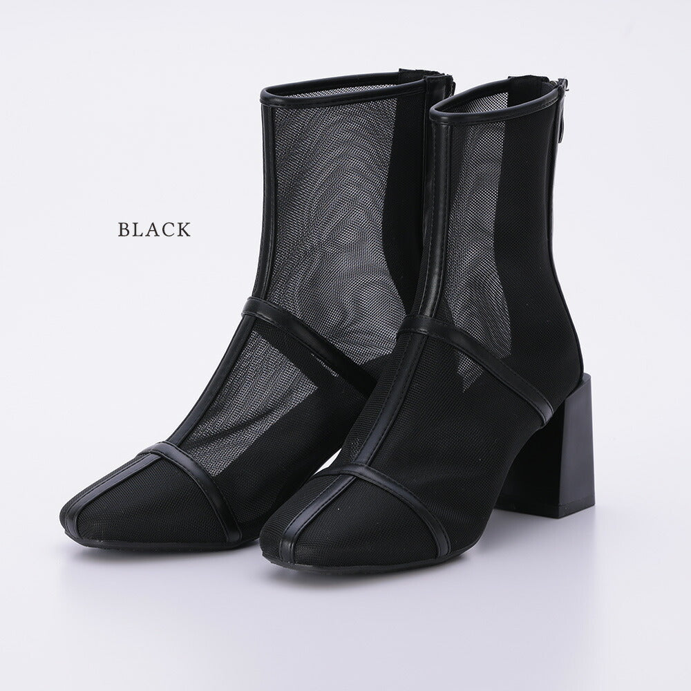 440003 スクエアトゥシアーショートブーツ