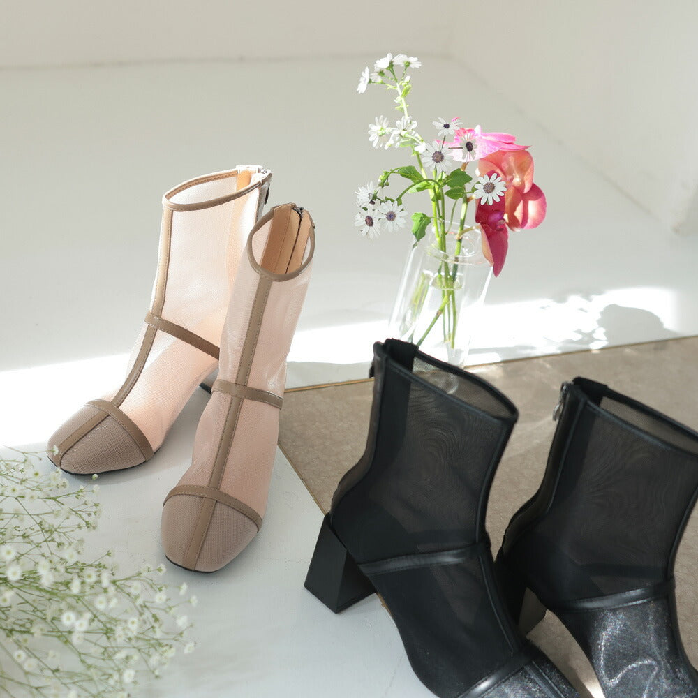 440003 スクエアトゥシアーショートブーツ