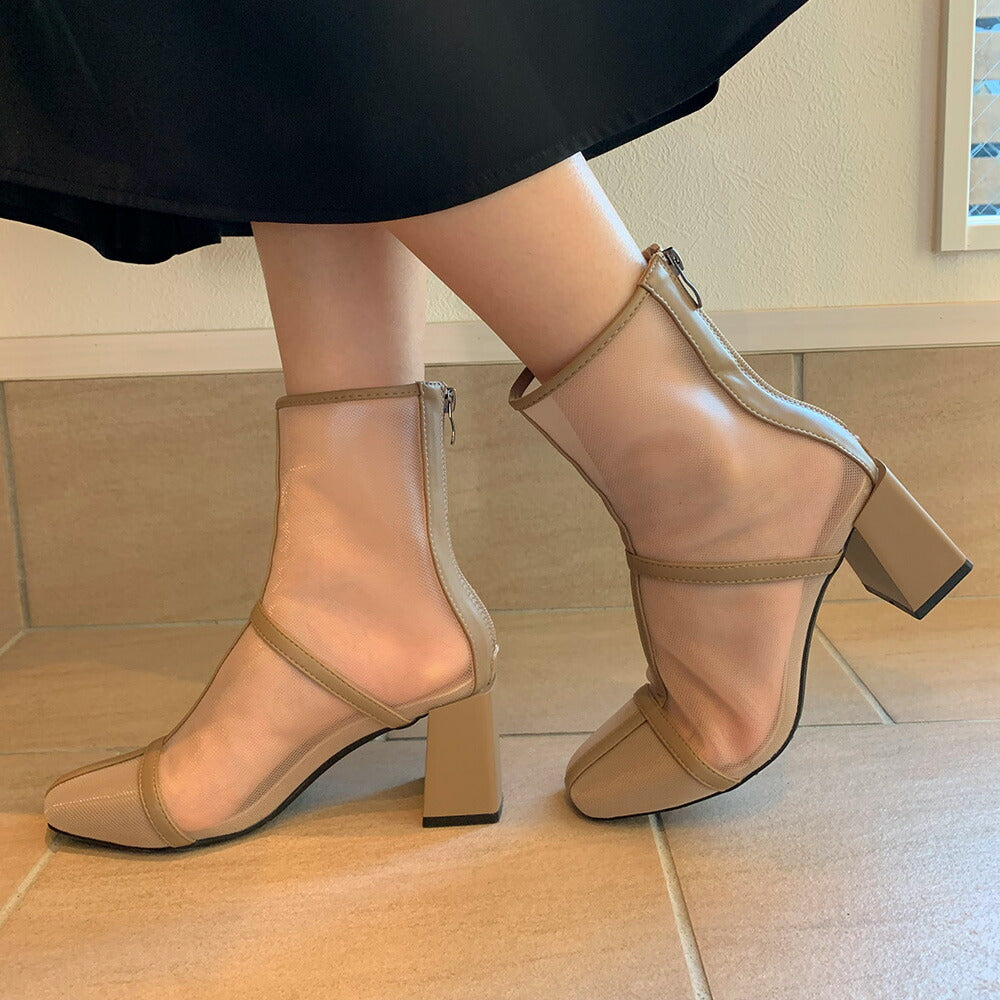 440003 スクエアトゥシアーショートブーツ