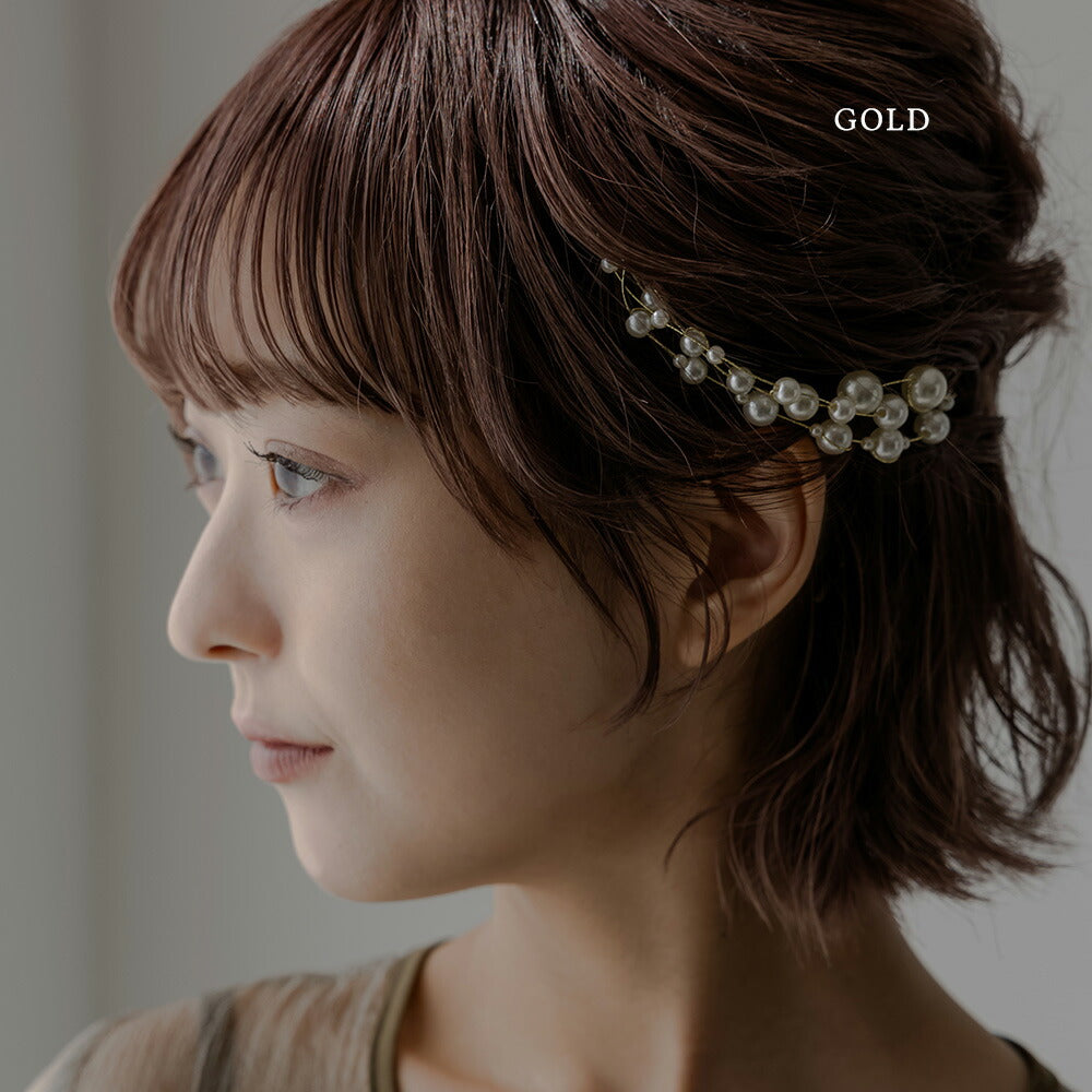 ヘアアクセサリー 3連パールヘッドドレス（ハーフサイズ）髪飾り ヘア