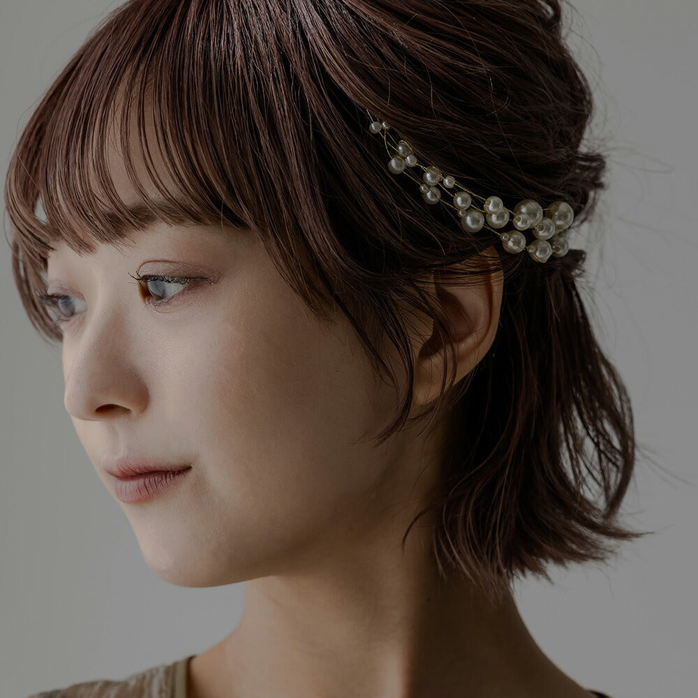 ヘアアクセサリー 3連パールヘッドドレス（ハーフサイズ）髪飾り ヘア