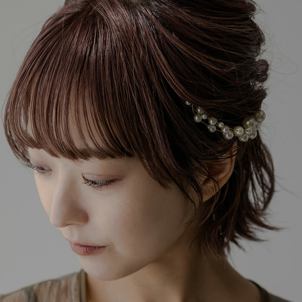 ヘアアクセサリー 3連パールヘッドドレス（ハーフサイズ）髪飾り ヘア