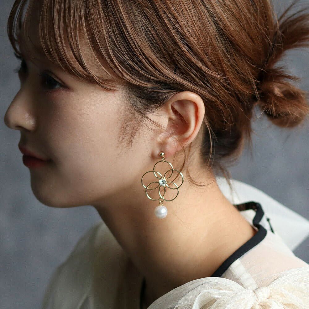 550108 パール&花火結び水引ピアス