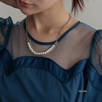 550112 チェーン×コットンパールネックレス