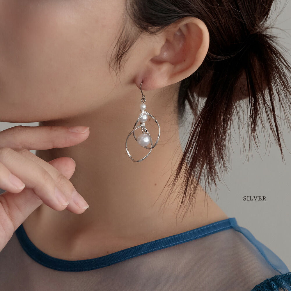 550116 スパイラルパールフックピアス