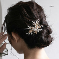 550126 バルーンパール＆リーフヘアクリップ