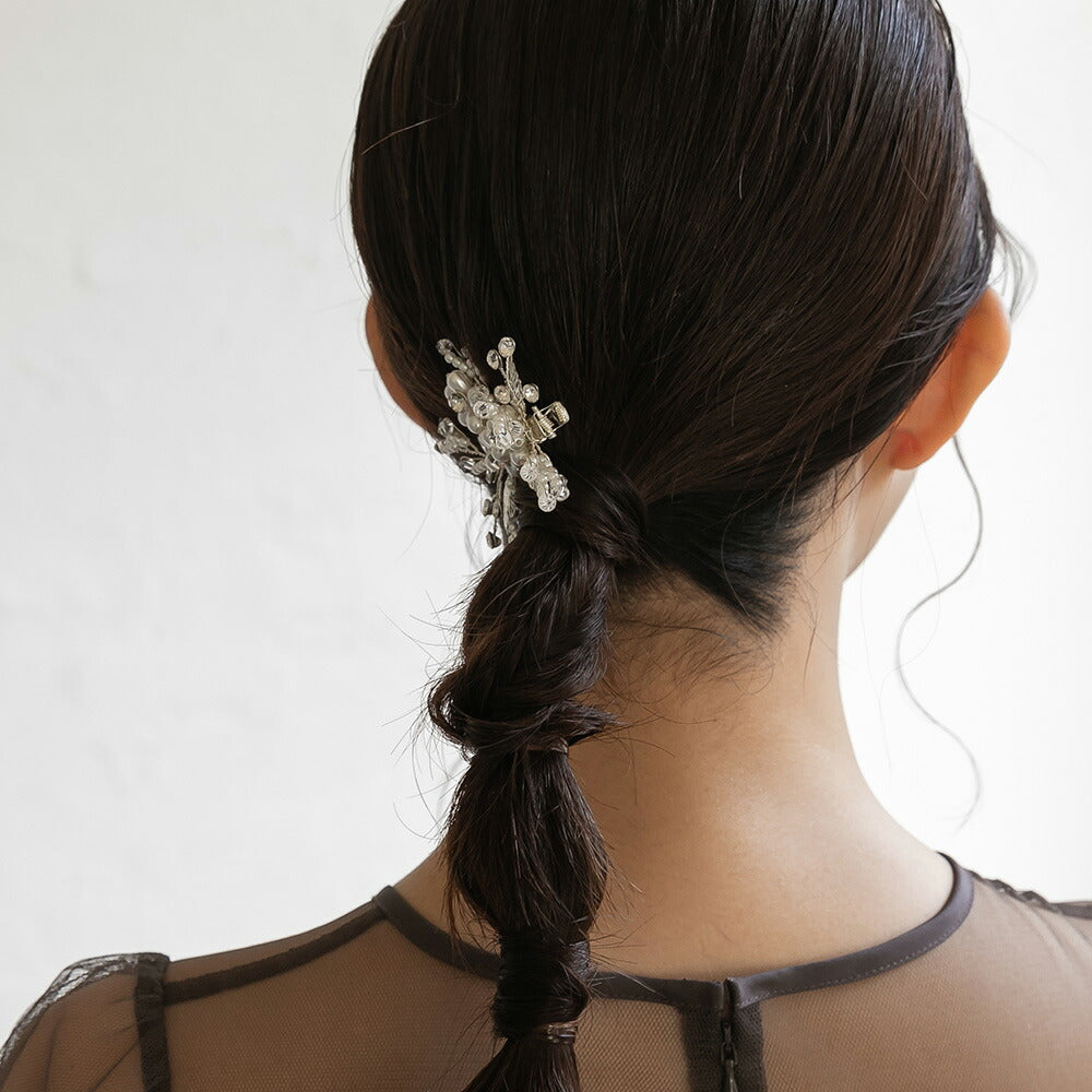 550126 バルーンパール＆リーフヘアクリップ