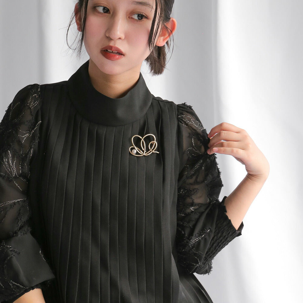 パール×ニュアンスラインブローチ
