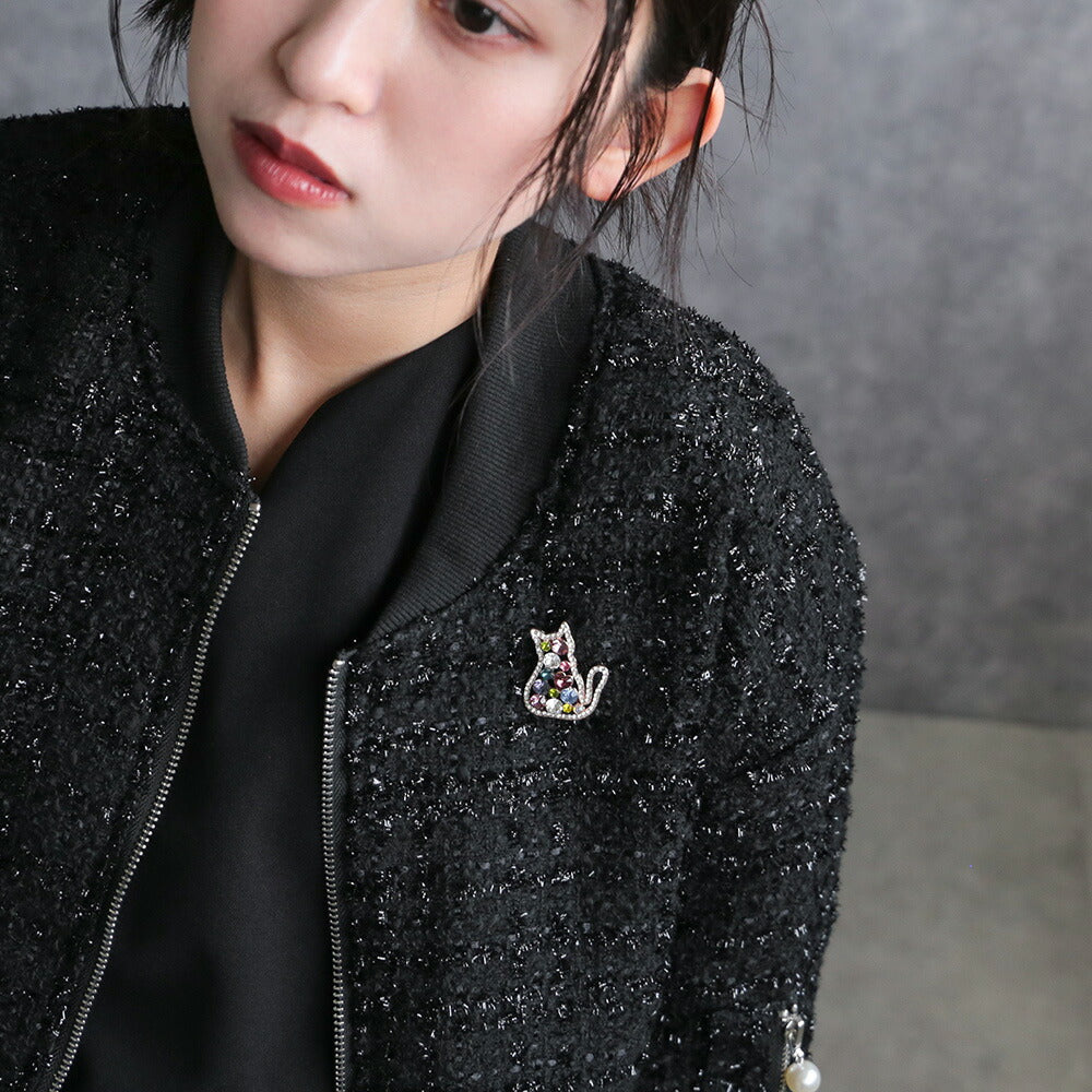 550144 クリスタルキャットブローチ