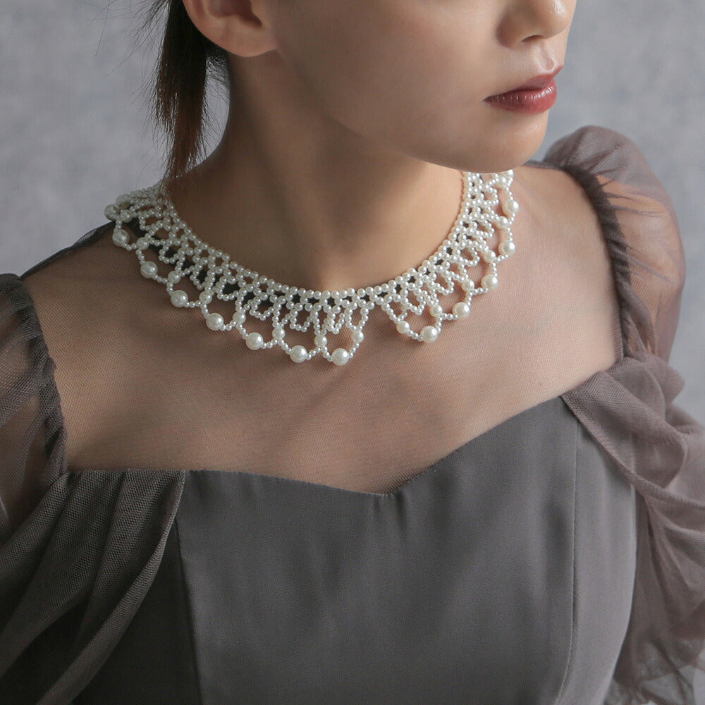 550154 パールレースカラーネックレス