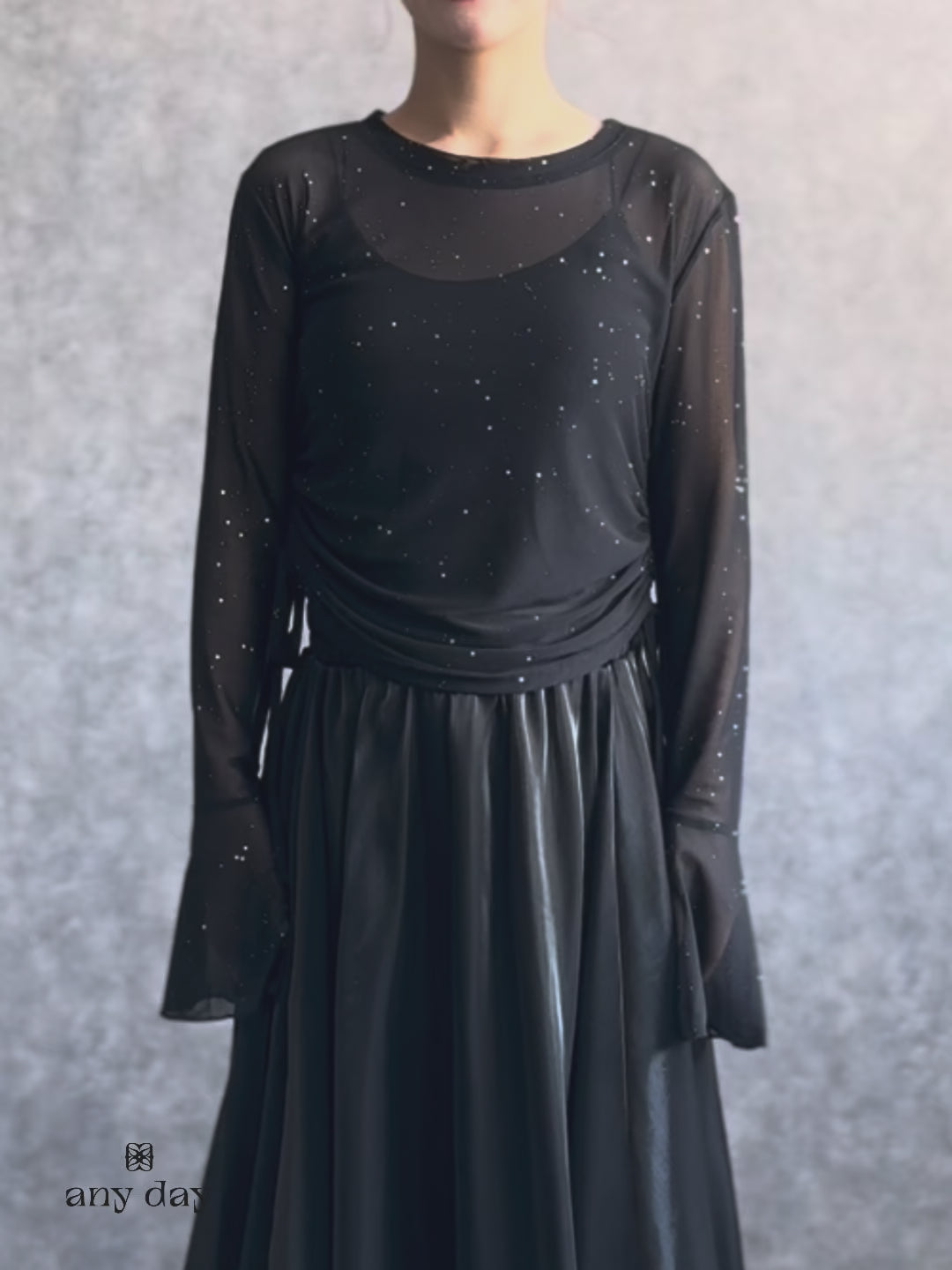 anyday シアーラメトップス ラメ トップス レディース シアートップス